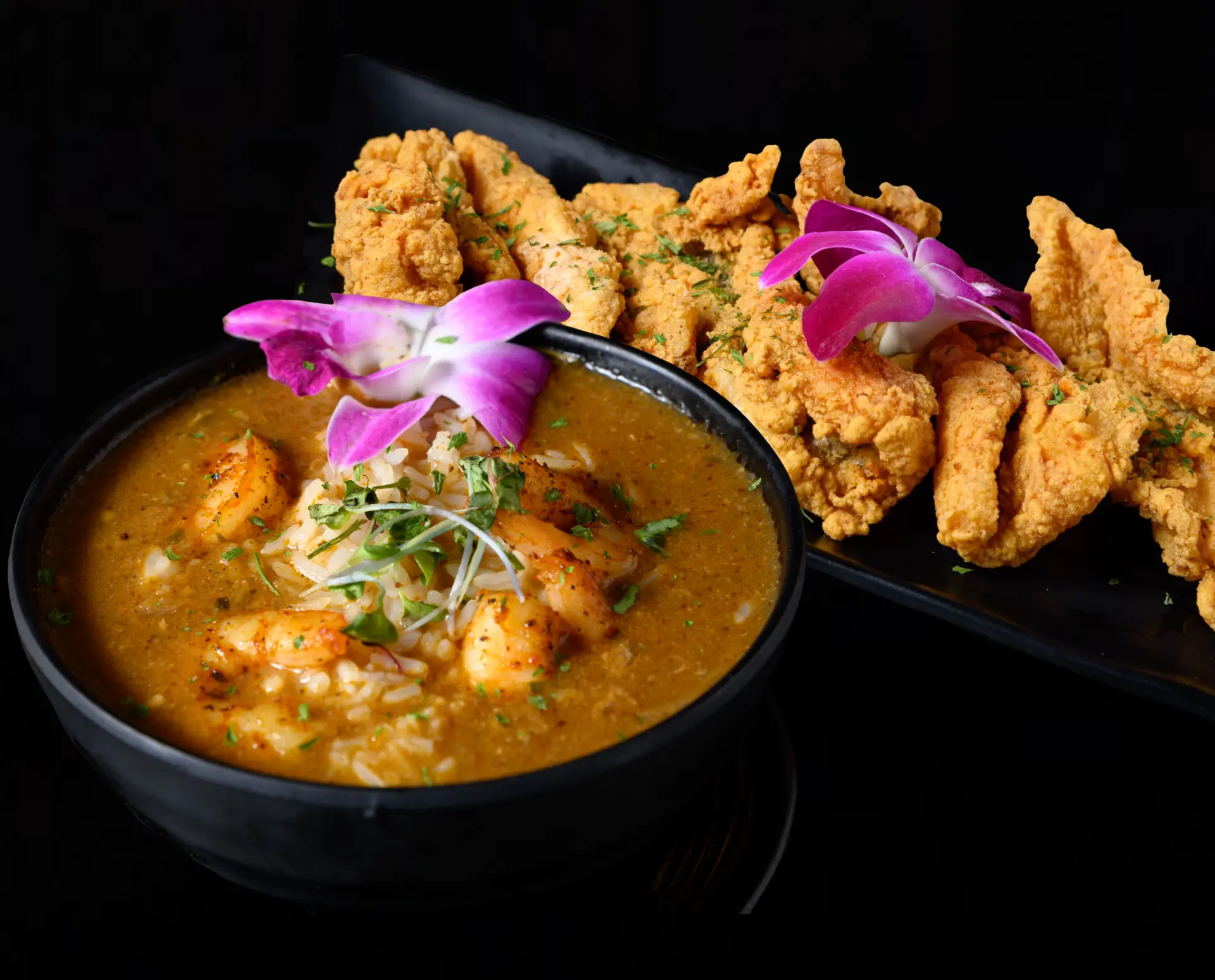 Gotti’s gumbo with fried catfish