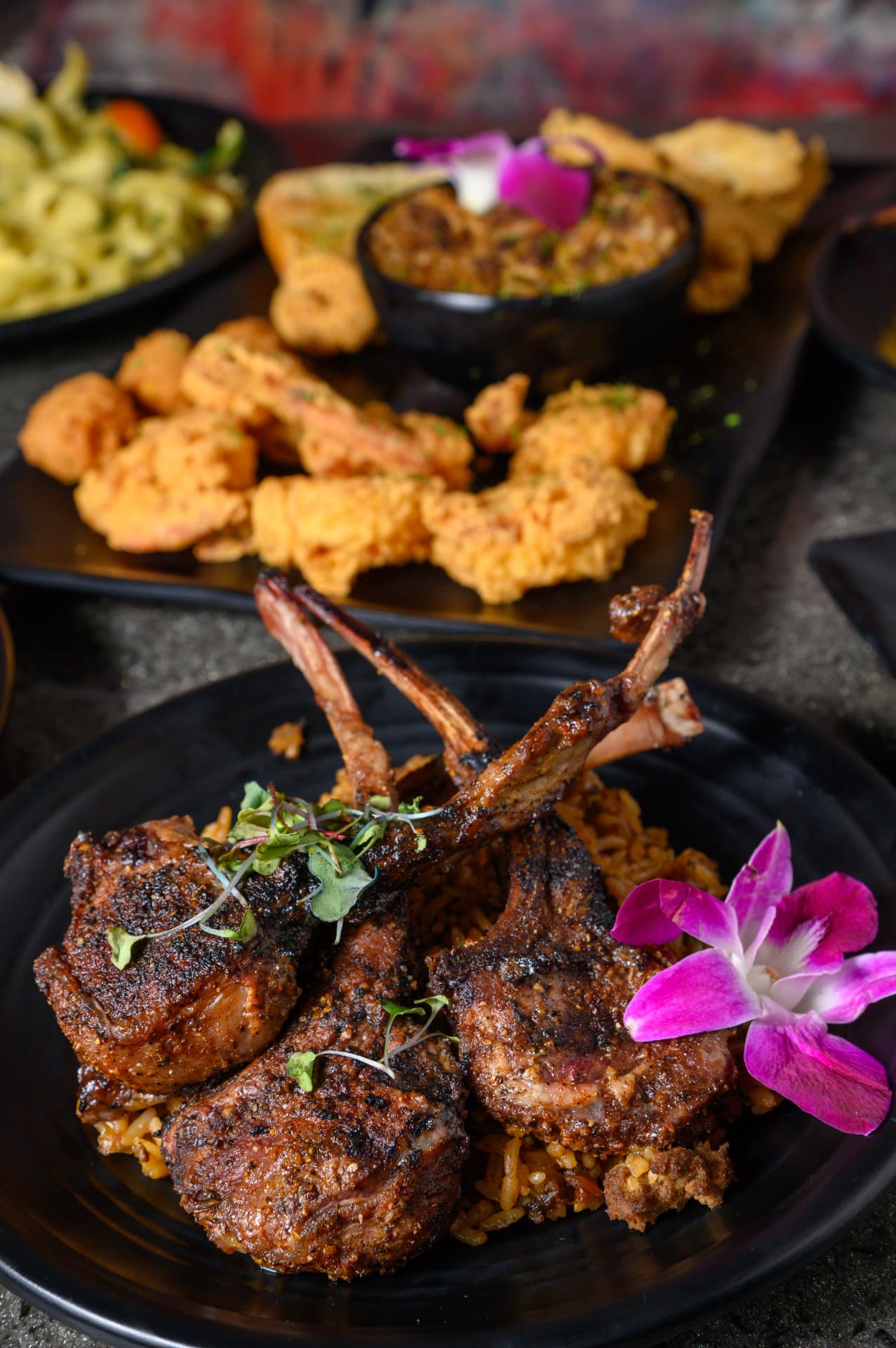 Gotti’s lamb chops with dirty rice