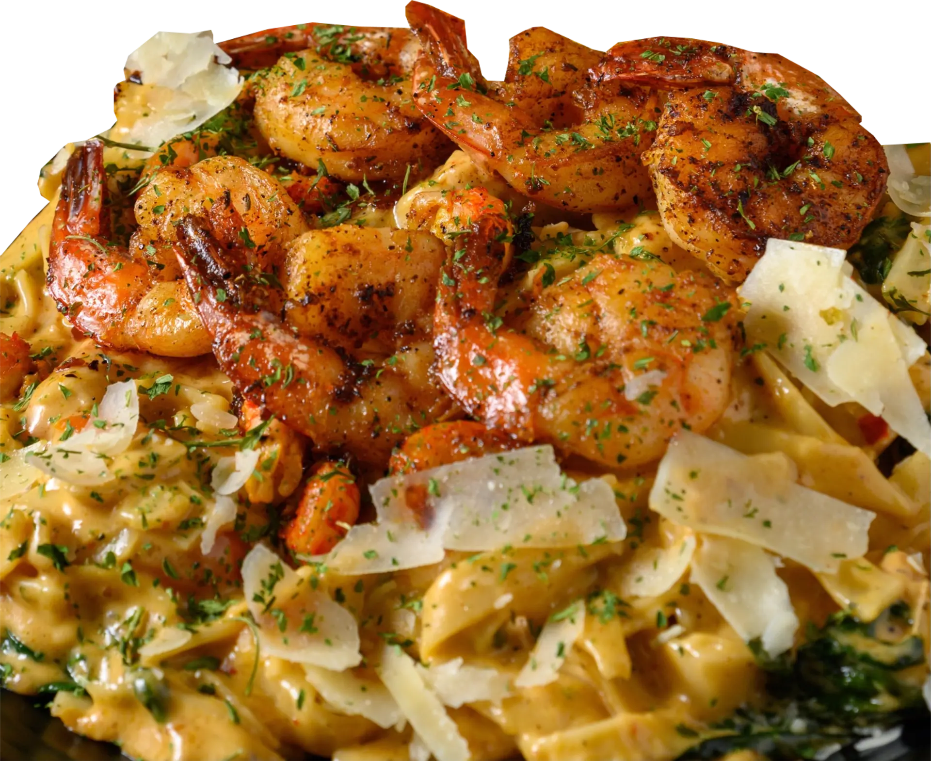 Gotti’s shrimp pasta with shaved Parmesan